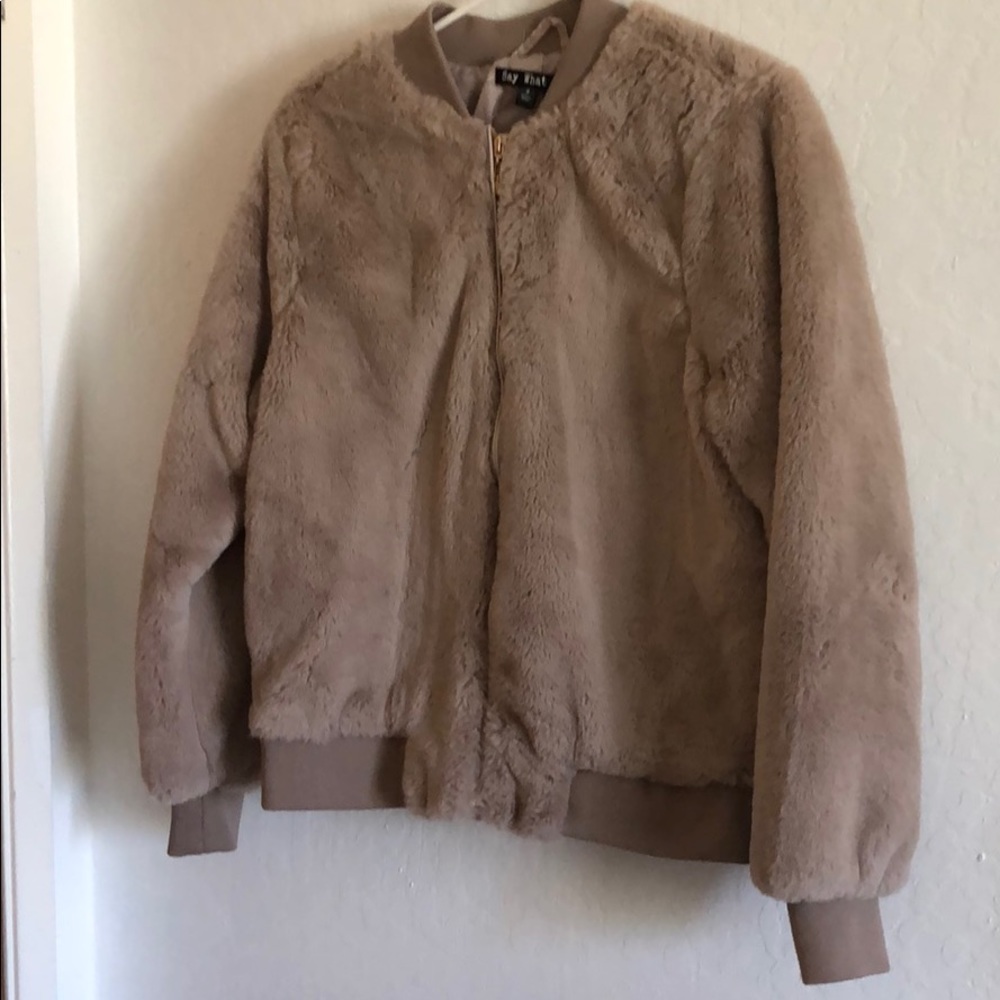 Fuzzy bomber jacket